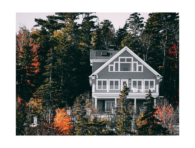 A beautiful white and gray house
